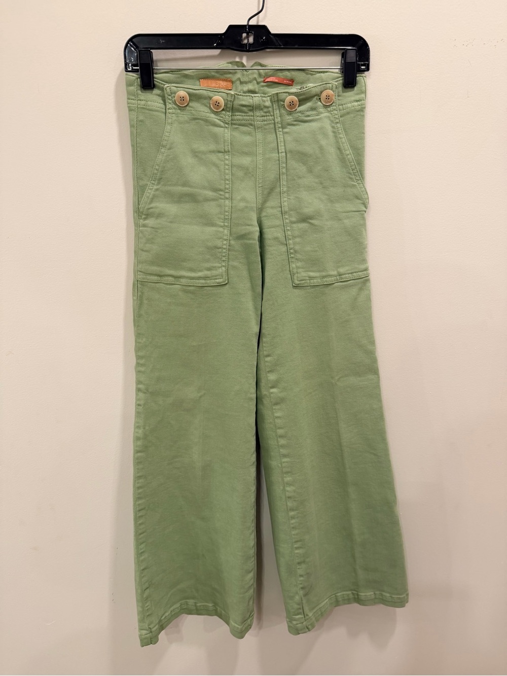 Pilcro Light Sage Wide-Leg Jeans with Button Waist